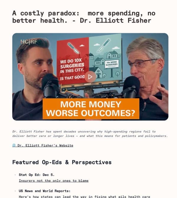 Elliott, the guest of the Healthcare Reframed podcast sitting down with Judson how with a warm smile as a thumbnail on the healthcare reframed website.